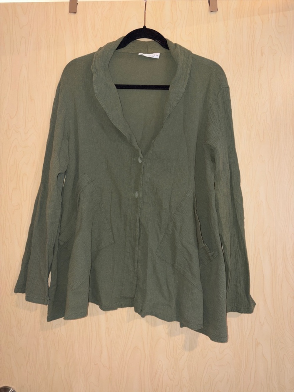 bryn Walker Olive Green Button-Down Shirt Jacket